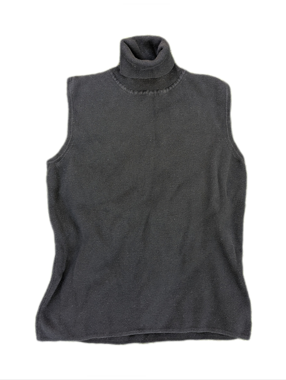 90s VTG Sleeveless Turtleneck Knit Top - Black